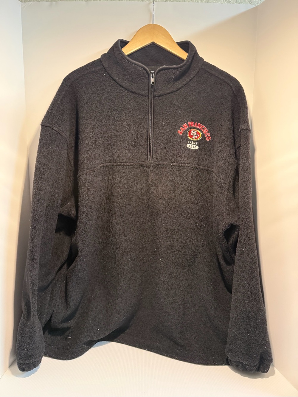 Vintage 49ers VF Imagewear Black Quarter-Zip Fleece 2XL
